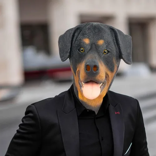 Miniatura 2 de PartyHop Rottweiler Máscara de cabeza de perro de látex animal de cabeza completa, máscaras realistas para Halloween, carnaval, fiesta de disfraces