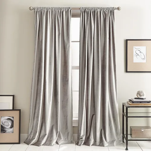 Miniatura 9 de Cortinas DKNY Modernas con Nudos de Terciopelo Forrado, Paneles Pares, 108", Carbón Gris antracita