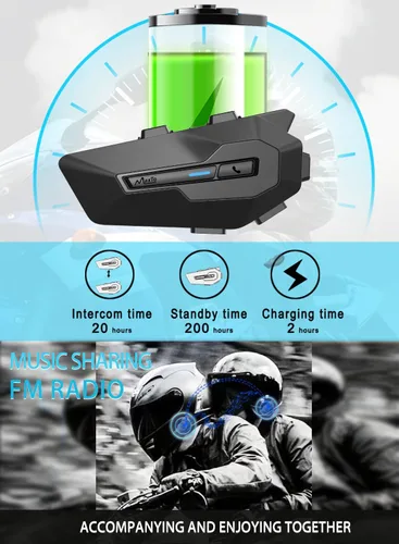 Miniatura 5 de MAXTO Auriculares Bluetooth X2 para motocicleta con intercambio de música, sistemas de comunicación de casco de 2 conductores de 1000 M, sonido