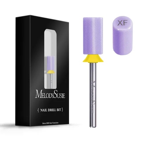 Miniatura 11 de MelodySusie Brocas de cerámica para uñas, 3/32 pulgadas, chaflán superior plana, puntas de barril grandes, eliminación rápida de acrílico o gel Rosa