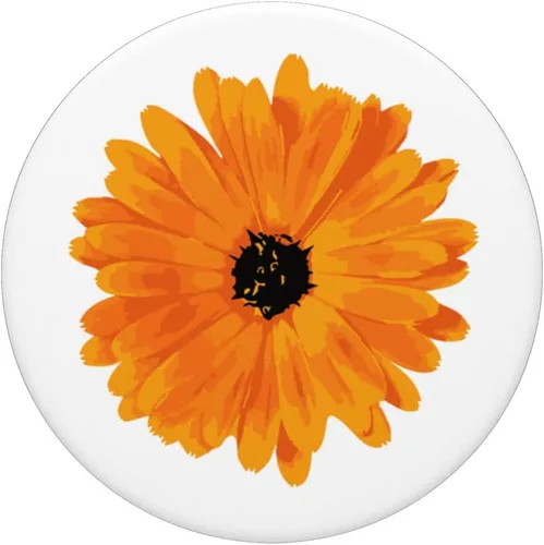 Miniatura 3 de Parte superior gráfica de flores de caléndula naranja. PopSockets intercambiables PopGrip