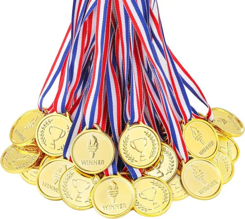 Miniatura 10 de Caydo Gold Medals for Kids, Plastic Medals for Awards Winner Award Medals for Children's Game Prizes, School Sports Games, Competitions, Family