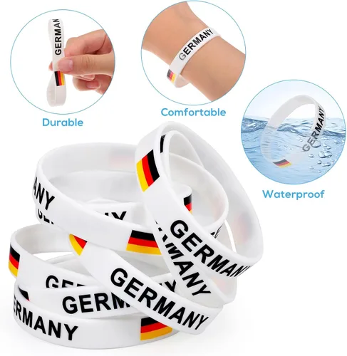 Miniatura 7 de EXCEART Pulsera de silicona impresa con la bandera de Alemania para fanáticos de los deportes, cómoda talla única, ideal para partidos de fútbol