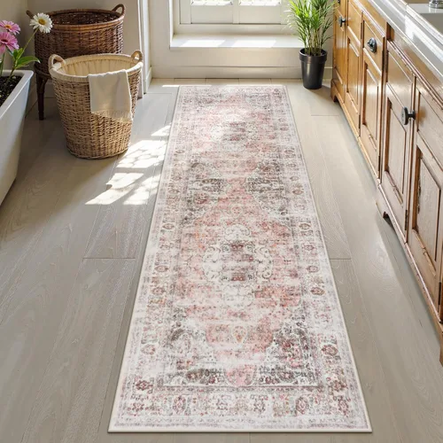 Miniatura 34 de Uphome Tapete de baño color naranja, estilo bohemio y envejecido, tapete de baño pequeño de terciopelo súper acogedor, antideslizante, lavable a