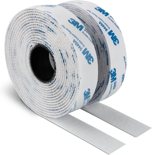 Miniatura 10 de Cinta autoadhesiva de gancho y bucle de 1 pulgada x 10 pies, fabricada con 3M 9448, sujetadores de tela de nailon entrelazados, cinta adhesiva