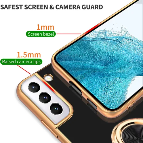 Miniatura 3 de Funda compatible con Samsung Galaxy S22 con soporte de anillo [con magnético] TPU suave a prueba de golpes, galvanizado para Galaxy S22 5G