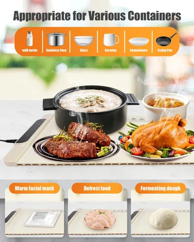 Miniatura 2 de Almohadilla de calentamiento de alimentos, bandeja de calefacción de silicona, adecuada para fiestas de buffet y uso diario en el hogar