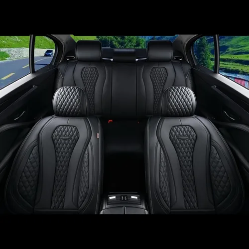 Miniatura 7 de Coverado - Fundas para asientos de auto, juego completo, funda negra impermeable, incluye fundas para asientos delanteros y traseros, cojín de Negro