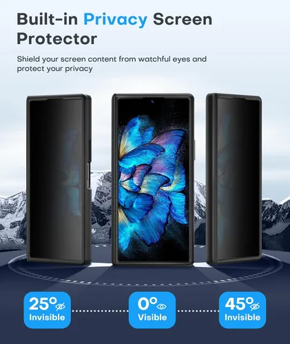 Miniatura 3 de BERFY Funda para Samsung Galaxy Z Fold 7 con Protector de Pantalla de Privacidad, [Compatible con MagSafe][Anti Espía] Soporte Plegable Oculto