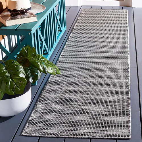 Miniatura 24 de SAFAVIEH Hampton Collection - Alfombra lavable para exteriores de 2 x 9 pies, color marfil y gris, no desprende pelusa y fácil de limpiar, ideal