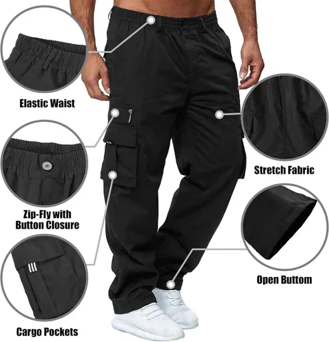 Miniatura 2 de Pantalón de carga para hombre al aire libre, ligero, táctico, para senderismo, jogger, ajuste clásico, bolsillos múltiples