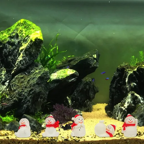 Miniatura 2 de balacoo 5 piezas de resina de muñeco de nieve de Navidad decoración de acuario elegante pecera paisajismo adorno para decoración de vacaciones