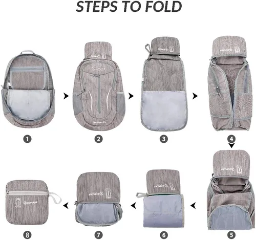 Miniatura 6 de ZOMAKE Mochila plegable ultraligera de 25 litros, mochilas de senderismo plegables resistentes al agua, mochila plegable pequeña para viajes