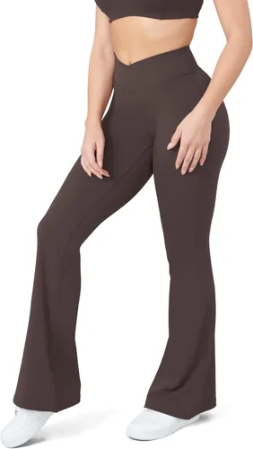 Miniatura 98 de HEGALY Pantalones de yoga acampanados para mujer, leggings cruzados, suaves, de cintura alta, pantalones casuales de entrenamiento con corte de bota