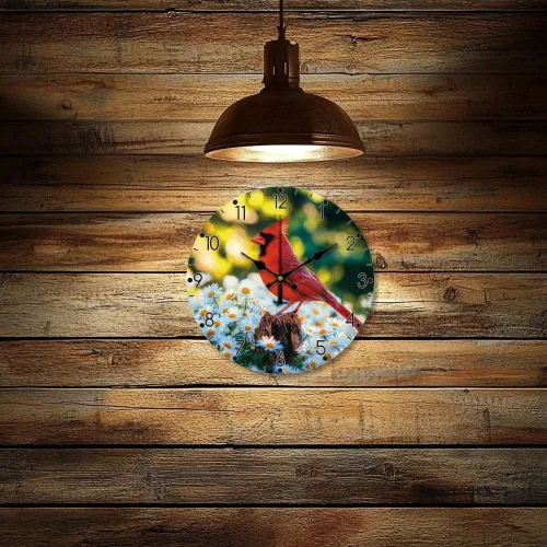 Miniatura 5 de CHGCRAFT Cardinal - Reloj de pared de 12 pulgadas, funciona con pilas, sin tictac, silencioso, reloj de pared decorativo para sala de estar
