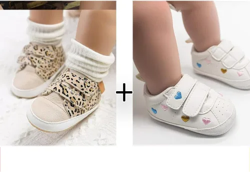 Miniatura 3 de eitwo 2 pares de zapatos de bebé, para niños y niñas, suela de goma antideslizante, unisex, suaves y ligeros, zapatos de cuna para primeros pasos