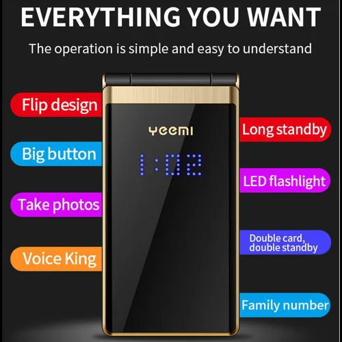 Miniatura 2 de Yoidesu Teléfonos abatibles desbloqueados para personas mayores, 2G para usar teléfono celular Flip Senior, Dual SIM Pocket Senior Phone con doble