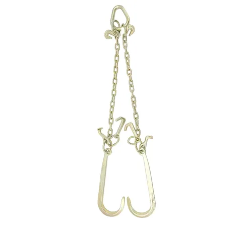 Mytee Products Remolque de brida de cadena en V de grado 70 de pierna de 5/16 x 2 pies con gancho en J de vástago grande de 15 pulgadas, gancho T-J