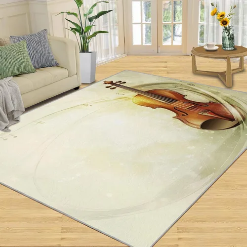 Miniatura 8 de Alfombra de guitarra, alfombra de 2 x 3 pies para entrada, alfombra de área musical, alfombra lavable de guitarra fresca para dormitorio, alfombra