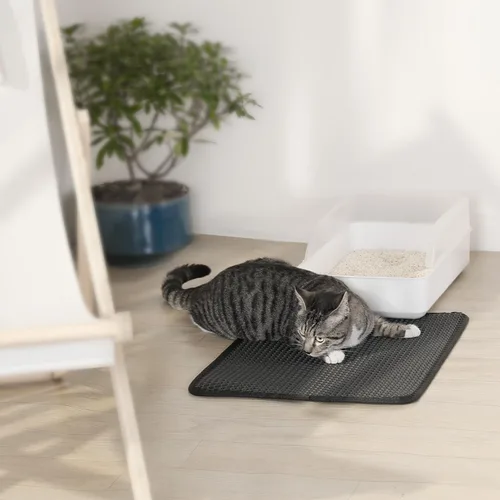 Miniatura 7 de Conlun Alfombra para atrapar arena para gatos para espacios pequeños, alfombra de 23.6"x14.6" para caja de arena que ahorra espacio, rejillas