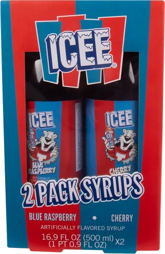 Miniatura 6 de ICEE Slushie Snow Cono Machine Bundle. Auténtica máquina de afeitar de hielo ICEE para encimera casera, paquete de 2 jarabes ICEE y 20 vasos
