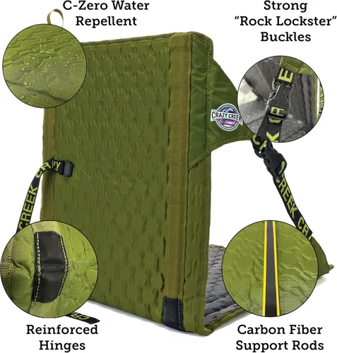 Miniatura 6 de Crazy Creek HEX 2.0 Silla original para campamento, asientos de estadio y más, comodidad en todos los terrenos, correas ajustables, diseño compacto
