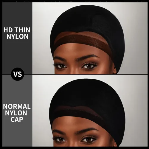 Miniatura 4 de Fandamei Gorras de peluca HD superfinas, 4 unidades, color negro ultrafino, gorra de peluca de nailon para mujer, elástica, natural transparente HD