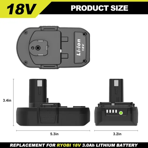 Miniatura 7 de Reemplazo de 3.0Ah para batería Ryobi de 18 V compatible con Ryobi batería de litio de 18 voltios ONE+ Plus P102 P103 P104 P105 P107 P108 P109