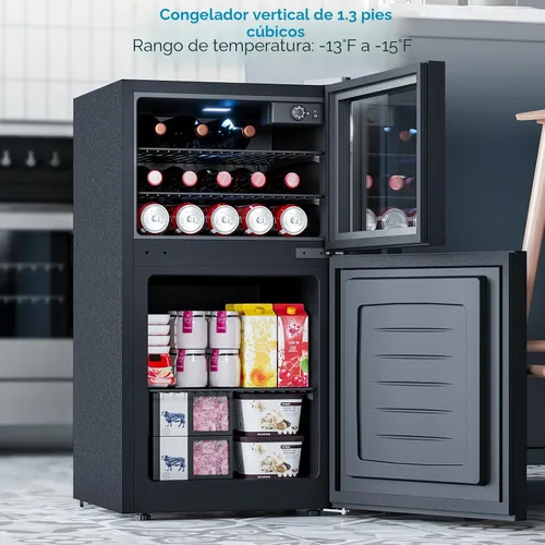 Miniatura 3 de Electactic Mini refrigerador de 2.6 pies cúbicos con congelador, refrigerador compacto de 2 puertas, enfriador de vino de bebidas independiente