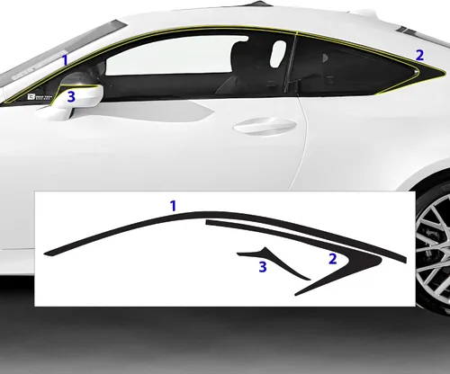Miniatura 7 de BOGAR TECH DESIGNS Para Lexus RC 2019-2025 Front Chrome Delete - Kit de superposición de vinilo precortado, borde opaco negro brillante