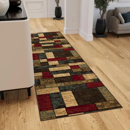 Miniatura 19 de Ottomanson Alfombra de pasillo de 20 x 53 pulgadas, antideslizante, fácil de limpiar, alfombra de lavandería, duradera y apta para mascotas