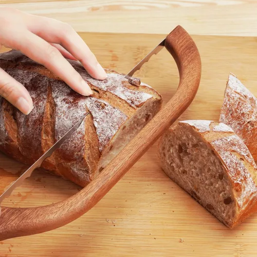 Miniatura 2 de Uprichya Cuchillo de pan para pan casero, rebanador de pan para pan casero, cuchillo de pan de masa madre, lazo de pan de madera para masa madre