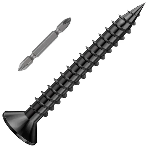Miniatura 23 de Wensilon (385 piezas) Tornillos de cabeza plana negros para madera, tornillos autorroscantes de cabeza plana para metal rápido, equipados con kit