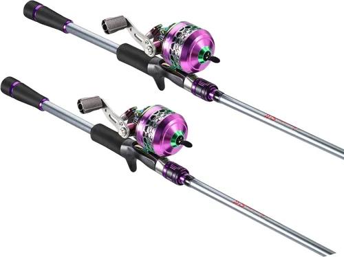 Miniatura 9 de Sougayilang Combo de Carrete y Caña de Pescar, Dos Piezas de Caña de Peso Ligero y Portátil de Colores con Carrete de Pesca Spincast para Agua Dulce