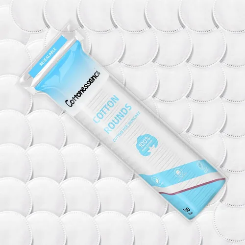 Miniatura 5 de Rondas de algodón para limpieza facial y eliminación de esmalte de uñas (300 unidades) – 100 unidades, paquete de 3, 100% algodón puro, almohadillas