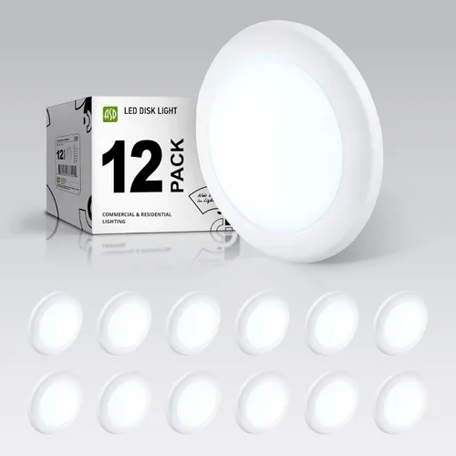 ASD Paquete de 12 luces LED de disco de 6 pulgadas, 15 W 5000 K luz diurna 1300 LM CRI90+, luminaria empotrable regulable de techo, montaje en Blanco