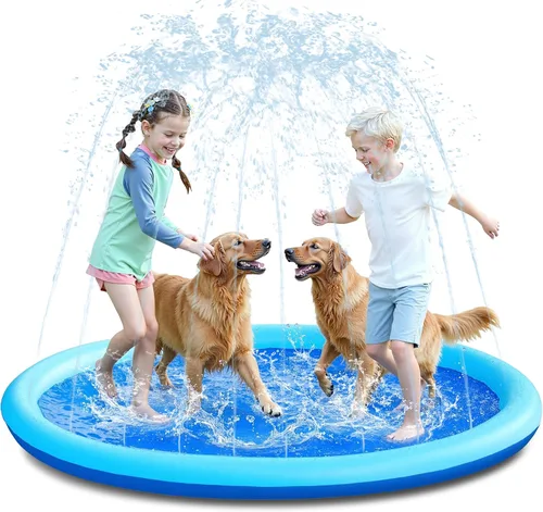 SLOOSH Tapete antideslizante de 72 pulgadas para salpicaduras, juguetes de agua para exteriores, tapete de juego para niños y perros, regadera Azul