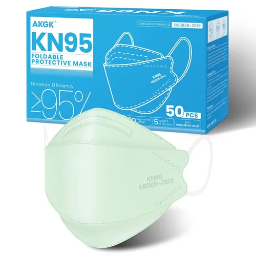 Miniatura 25 de akgk Mascarilla KN95 de 50 unidades, mascarillas de protección transpirable, mascarillas KN95 negras de 5 capas, máscaras de seguridad contra
