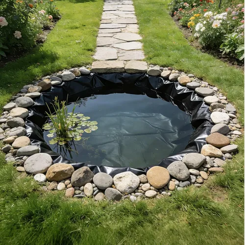 Miniatura 8 de VEVOR Revestimiento de estanque de 8 x 10 pies, grosor de 45 mil, material de goma EPDM para estanques al aire libre, fácil de cortar, duradero y a