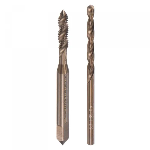 Miniatura 11 de uxcell M2 x 0.4 espiral flauta grifo y 0.063 in Twist Drill Broca Set, métrica M35 cobalto alta velocidad máquina roscado rosca rosca herramienta