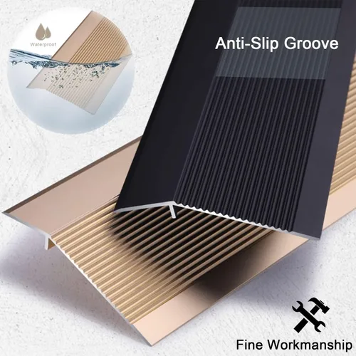 Miniatura 4 de Tira de transición de piso, tira de umbral para laminado, tira de umbral de transición de piso de aluminio, tiras de transición de metal para Negro