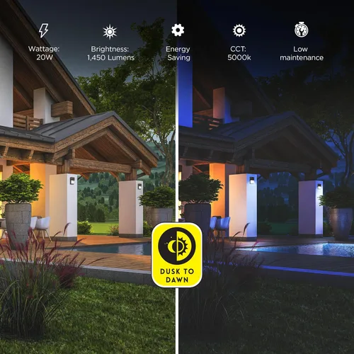 Miniatura 5 de Feit Electric Paquete de luces LED de pared para exteriores de 20 W con fotocélula del atardecer al amanecer, luz de seguridad montada en la pared