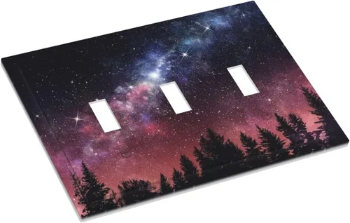 Miniatura 113 de Cubiertas de placa de pared de 3 gang con interruptor de luz de triple palanca, en negro y dorado con esplendor de oro rosa, estampado floral