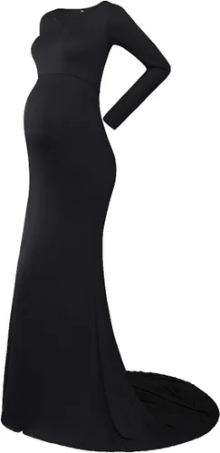 Vestido elegante de maternidad para fotografía, de manga larga, ajustado, para el suelo, para baby shower, sesión de fotos