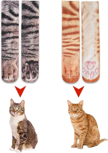 Miniatura 4 de ZXGXLAW Regalos divertidos, diseño de gato loco, perro, pata de tigre, calcetines de Navidad para mujeres, hombres, adolescentes, Navidad
