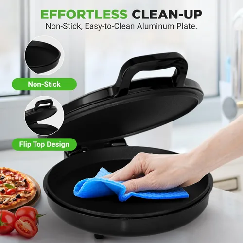 Miniatura 6 de NutriChef Máquina de pizza para encimera Cocina eléctrica antiadherente de 1500 W Haz pizzas personales de 12 pulgadas, huevos, tostadas
