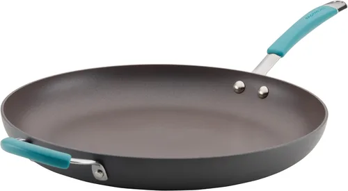Miniatura 9 de Rachael Ray Cucina - Sartén antiadherente con mango auxiliar y proceso de anodizado duro., 14", azul/gris(Gray with Blue Handles)