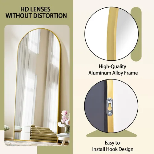 Miniatura 3 de BEAUTYPEAK - Espejo de longitud completa de arco de 71 x 26 pulgadas, espejo de cuerpo completo con soporte para colgar o inclinar, espejo de pared