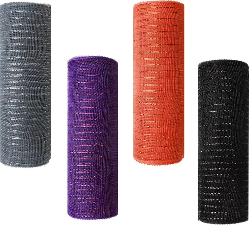 Miniatura 12 de 4 rollos de cinta de malla decorativa para decoración de coronas, 10 pulgadas x 30 pies, rollo de malla decorativa de San Valentín, suministros