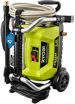 RYOBI RY1419MTVNM 1900 PSI 1.2 GPM Lavadora a presión eléctrica con ruedas para agua fría (RENOVADA)